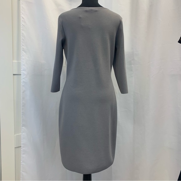 Lauren Ralph Lauren gray ivory white knit bodycon midi dress Sz 10 NWT - Picture 5 of 14